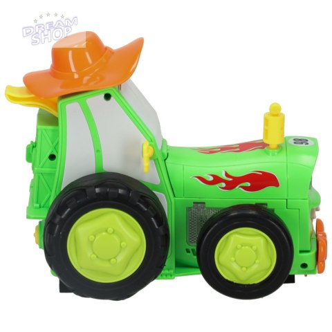 Traktor ciągnik zdalnie sterowany na pilota RC skaczący tańczący dźwięk zielony Traktor ciągnik zdalnie sterowany na pilota RC skaczący tańczący dźwięk zielony