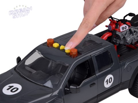 Zestaw Auto Pickup i motocykl Dźwięk Światło + otwierane drzwi ZA5233 Zestaw Auto Pickup i motocykl Dźwięk Światło + otwierane drzwi ZA5233
