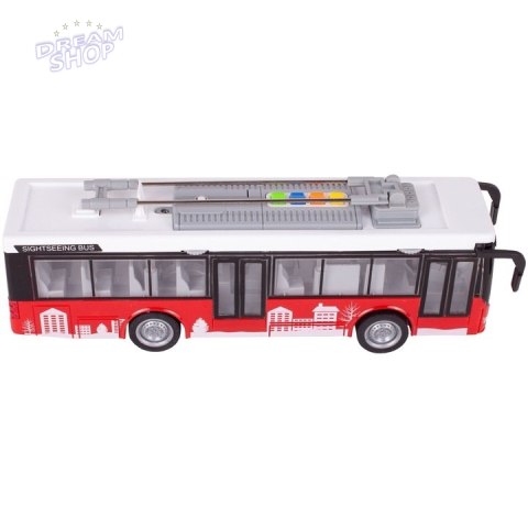 Duży czerwony trolejbus miejski otwierane drzwi dźwięki światła WY911A Duży czerwony trolejbus miejski otwierane drzwi dźwięki światła WY911A