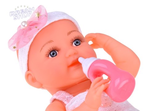Gumowa lalka bobas w różowej sukience butelka smoczek ZA5235 Gumowa lalka bobas w różowej sukience butelka smoczek ZA5235