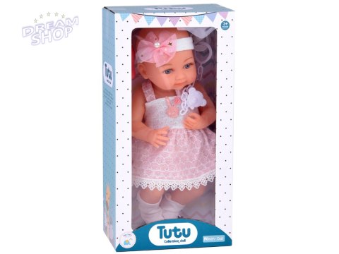 Gumowa lalka bobas w różowej sukience butelka smoczek ZA5235 Gumowa lalka bobas w różowej sukience butelka smoczek ZA5235
