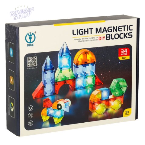 Klocki magnetyczne świecące 32 el. Klocki magnetyczne świecące 32 el.