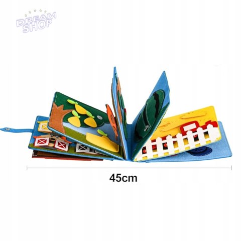 Książeczka filcowa odczepiane elementy tablica 3D domek farma JP-1001 Książeczka filcowa odczepiane elementy tablica 3D domek farma JP-1001