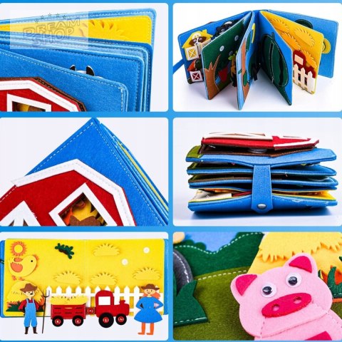 Książeczka filcowa odczepiane elementy tablica 3D domek farma JP-1001 Książeczka filcowa odczepiane elementy tablica 3D domek farma JP-1001