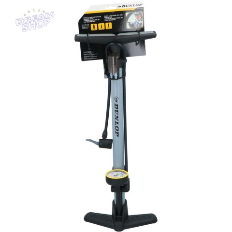 POMPKA WARSZTATOWO - ROWEROWA DUNLOP 160Psi (11Bar) Z MANOMETREM - SZARA