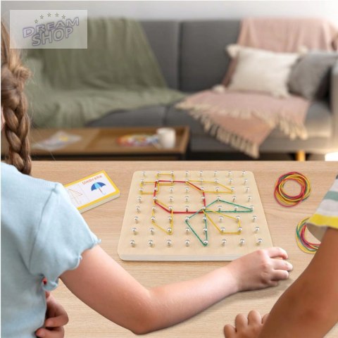 Układanka gumkami edukacyjna drewniana tablica kreatywna sorter 3+ MA-078 Układanka gumkami edukacyjna drewniana tablica kreatywna sorter 3+ MA-078
