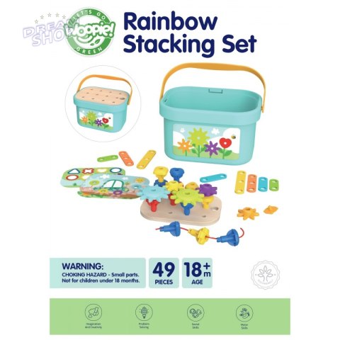 WOOPIE GREEN Układanka Montessori Kołki w Pudełku Stosy Nawlekanka WOOPIE GREEN Układanka Montessori Kołki w Pudełku Stosy Nawlekanka