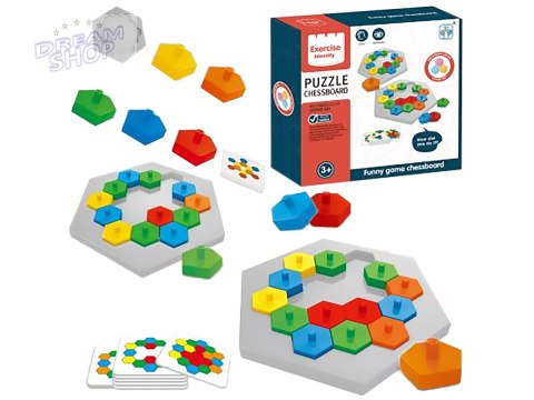 Edukacyjna Gra Logiczna Na Refleks Karty, Układanka "Puzzle Chessboard" Klocki + 30 kart Edukacyjna Gra Logiczna Na Refleks Karty, Układanka "Puzzle Chessboard" Klocki + 30 kart