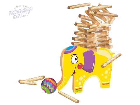 Edukacyjna gra zręcznościowa "Stack Game", Zbuduj wieżę, Układanka, Klocki + Słoń Edukacyjna gra zręcznościowa "Stack Game", Zbuduj wieżę, Układanka, Klocki + Słoń