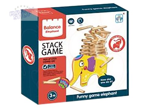 Edukacyjna gra zręcznościowa "Stack Game", Zbuduj wieżę, Układanka, Klocki + Słoń Edukacyjna gra zręcznościowa "Stack Game", Zbuduj wieżę, Układanka, Klocki + Słoń