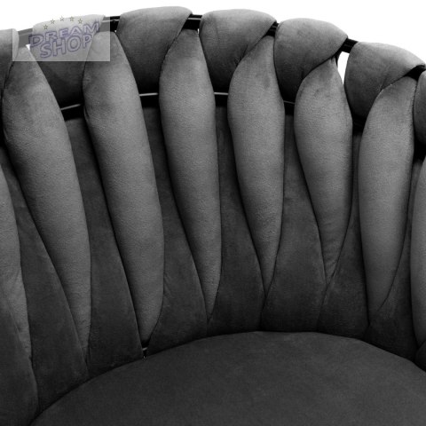 Krzesło plecione aksamitne ASTON Velvet Grafitowe Krzesło plecione aksamitne ASTON Velvet Grafitowe