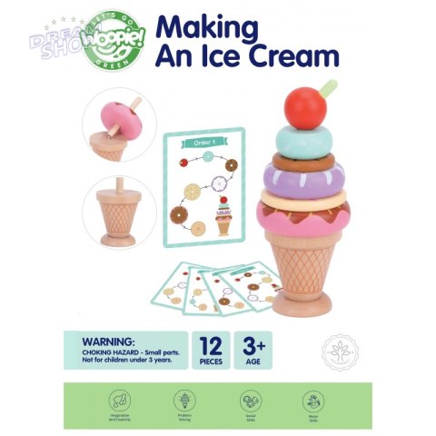 WOOPIE GREEN Drewniane Lody Układanka Montessori Cukiernia 12 el. WOOPIE GREEN Drewniane Lody Układanka Montessori Cukiernia 12 el.