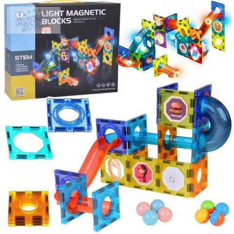 Klocki Magnetyczne 3D dla dzieci Zbuduj Świecący Tor Kulkowy 49 ele ZA5250 Klocki Magnetyczne 3D dla dzieci Zbuduj Świecący Tor Kulkowy 49 ele ZA5250