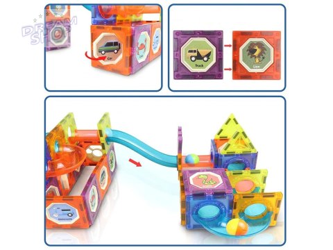 Klocki Magnetyczne 3D dla dzieci Zbuduj Świecący Tor Kulkowy 49 ele ZA5250 Klocki Magnetyczne 3D dla dzieci Zbuduj Świecący Tor Kulkowy 49 ele ZA5250