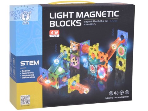 Klocki Magnetyczne 3D dla dzieci Zbuduj Świecący Tor Kulkowy 49 ele ZA5250 Klocki Magnetyczne 3D dla dzieci Zbuduj Świecący Tor Kulkowy 49 ele ZA5250