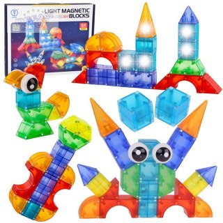 Klocki magnetyczne 3D Podświetlane klocki magnetyczne 64 ele ZA5240