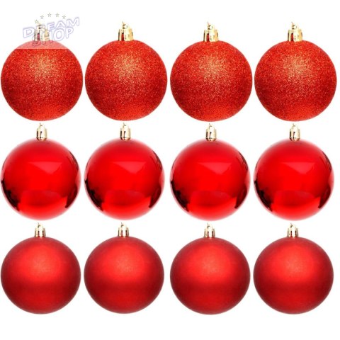 BOMBKA DEKORACYJNA PLASTIKOWA 6CM SET 12SZT CZERWONY BOMBKA DEKORACYJNA PLASTIKOWA 6CM SET 12SZT CZERWONY