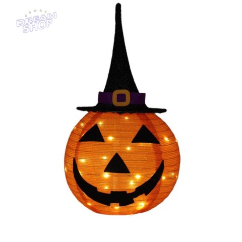 DYNIA DEKORACYJNA Z KAPELUSZEM 68CM HALLOWEEN 30LED DYNIA DEKORACYJNA Z KAPELUSZEM 68CM HALLOWEEN 30LED