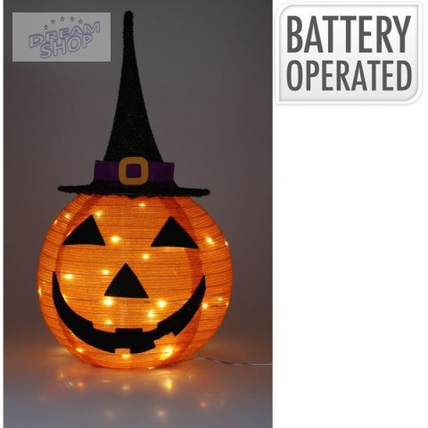 DYNIA DEKORACYJNA Z KAPELUSZEM 68CM HALLOWEEN 30LED DYNIA DEKORACYJNA Z KAPELUSZEM 68CM HALLOWEEN 30LED