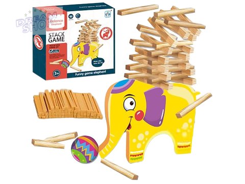 Edukacyjna gra zręcznościowa "Stack Game", Zbuduj wieżę, Układanka, Klocki + Słoń Edukacyjna gra zręcznościowa "Stack Game", Zbuduj wieżę, Układanka, Klocki + Słoń