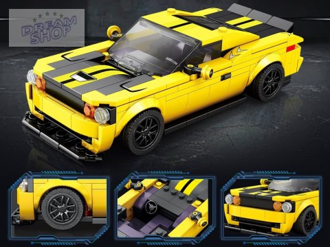 Klocki techniczne 336-elementów + naklejki Żółte Sportowe Auto ZA5260