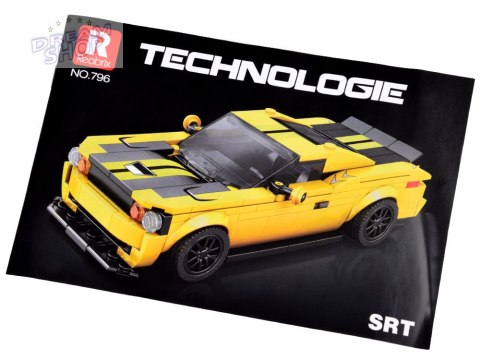 Klocki techniczne 336-elementów + naklejki Żółte Sportowe Auto ZA5260