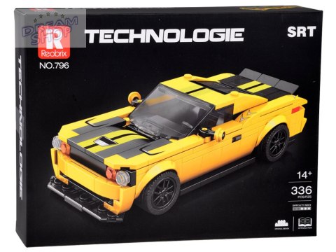 Klocki techniczne 336-elementów + naklejki Żółte Sportowe Auto ZA5260