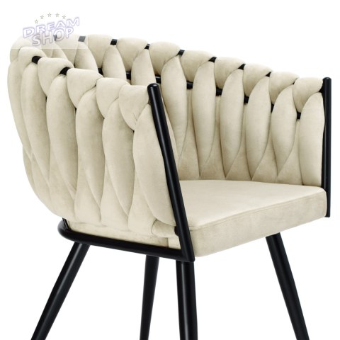 Krzesło plecione aksamitne ASTON Velvet Beżowe Taupe Krzesło plecione aksamitne ASTON Velvet Beżowe Taupe