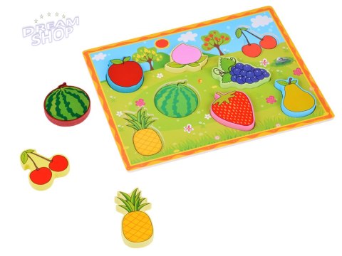 Układanka drewniana edukacyjne puzzle OWOCE dopasuj 8 ele ZA5255