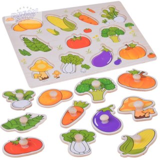 Układanka edukacyjna puzzle drewniane warzywa dopasuj 11ele ZA5258