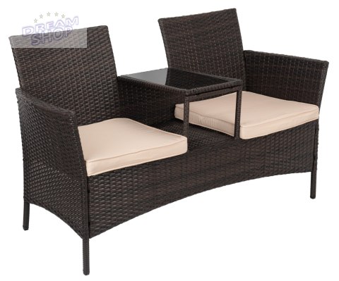 Ławka ogrodowa z technorattanu sofa CORDOBA brązowa Ławka ogrodowa z technorattanu sofa CORDOBA brązowa