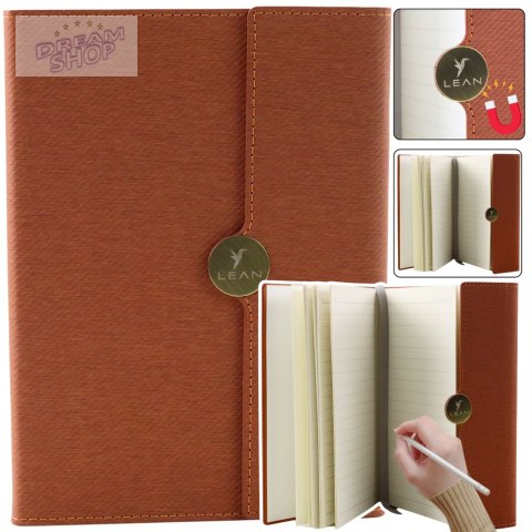 Notes Biurowy Na Magnes Notatnik A5 W Linie Z Obiciem Brązowy Notes Biurowy Na Magnes Notatnik A5 W Linie Z Obiciem Brązowy