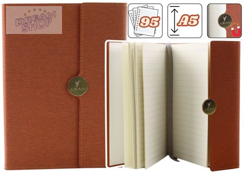 Notes Biurowy Na Magnes Notatnik A5 W Linie Z Obiciem Brązowy Notes Biurowy Na Magnes Notatnik A5 W Linie Z Obiciem Brązowy