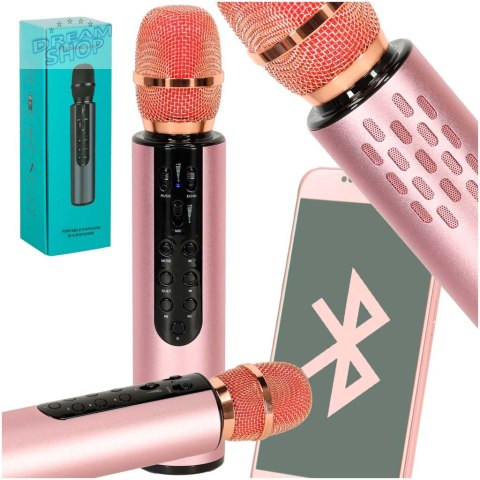 Mikrofon bezprzewodowy do karaoke Bluetooth różowy