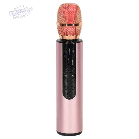 Mikrofon bezprzewodowy do karaoke Bluetooth różowy