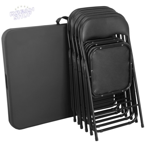 Zestaw cateringowy FETA BLACK 180 cm + 6 krzeseł BASICO