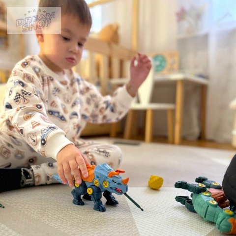 WOOPIE Zestaw Dinozaury do Skręcania 3 szt. Zestaw Konstrukcyjny w Pudełku + Wiertarka i Śrubokręt WOOPIE Zestaw Dinozaury do Skręcania 3 szt. Zestaw Konstrukcyjny w Pudełku + Wiertarka i Śrubokręt