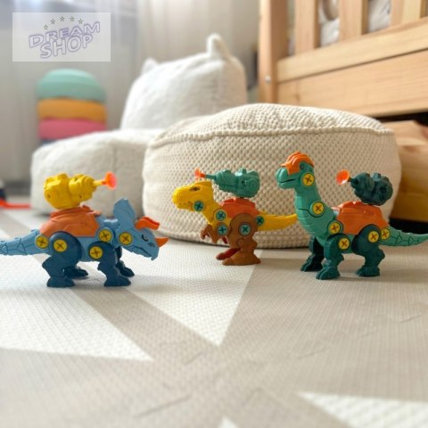 WOOPIE Zestaw Dinozaury do Skręcania 3 szt. Zestaw Konstrukcyjny w Pudełku + Wiertarka i Śrubokręt WOOPIE Zestaw Dinozaury do Skręcania 3 szt. Zestaw Konstrukcyjny w Pudełku + Wiertarka i Śrubokręt
