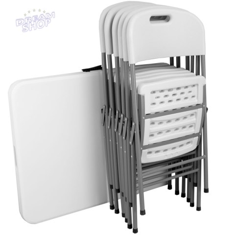 Zestaw cateringowy FETA WHITE stół 180 cm + 6 krzeseł WHITE