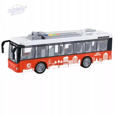 Duży czerwony trolejbus miejski otwierane drzwi dźwięki światła WY911A Duży czerwony trolejbus miejski otwierane drzwi dźwięki światła WY911A
