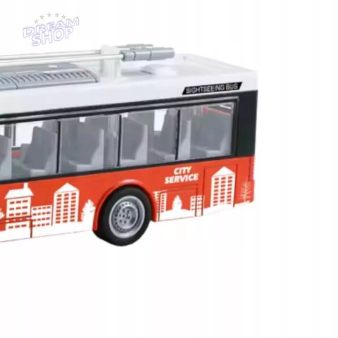 Duży czerwony trolejbus miejski otwierane drzwi dźwięki światła WY911A Duży czerwony trolejbus miejski otwierane drzwi dźwięki światła WY911A