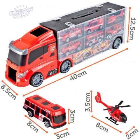 WOOPIE Zestaw Ciężarówka Transporter 3w1 Czerwony 11 el.