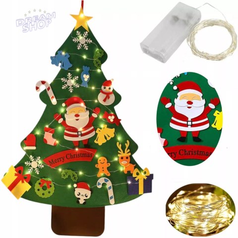 Choinka filcowa mata łańcuch led ozdoba dekoracja dla dzieci 85cm C3M Choinka filcowa mata łańcuch led ozdoba dekoracja dla dzieci 85cm C3M