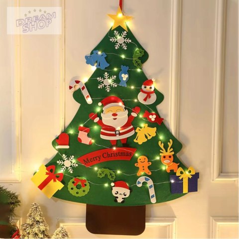Choinka filcowa mata łańcuch led ozdoba dekoracja dla dzieci 85cm C3M Choinka filcowa mata łańcuch led ozdoba dekoracja dla dzieci 85cm C3M