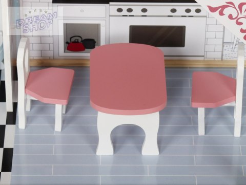 Duży Drewniany Domek dla lalek + drewniane mebelki Pastelowe kolory ZA5457 Duży Drewniany Domek dla lalek + drewniane mebelki Pastelowe kolory ZA5457