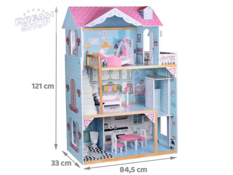 Duży Drewniany Domek dla lalek + drewniane mebelki Pastelowe kolory ZA5457 Duży Drewniany Domek dla lalek + drewniane mebelki Pastelowe kolory ZA5457