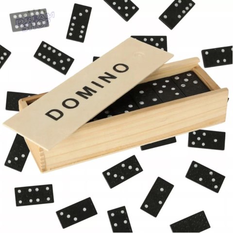 Gra domino rodzinna klasyczna 28 elementów drewniane pudełko 3896-5 Gra domino rodzinna klasyczna 28 elementów drewniane pudełko 3896-5