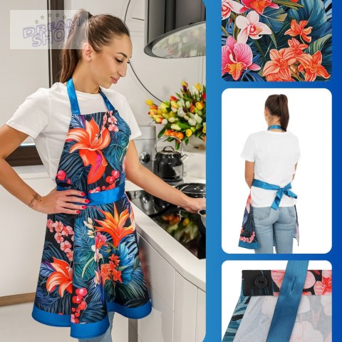 Nitly Paradise Blue - Fartuch Sukienka - elegancki prezent dla Żony Nitly Paradise Blue - Fartuch Sukienka - elegancki prezent dla Żony