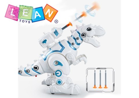 Robot Dinozaur Z Wyrzutnią Strzałek Światła Dźwięki Biały Robot Dinozaur Z Wyrzutnią Strzałek Światła Dźwięki Biały
