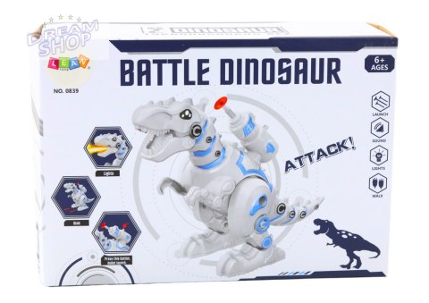 Robot Dinozaur Z Wyrzutnią Strzałek Światła Dźwięki Biały Robot Dinozaur Z Wyrzutnią Strzałek Światła Dźwięki Biały